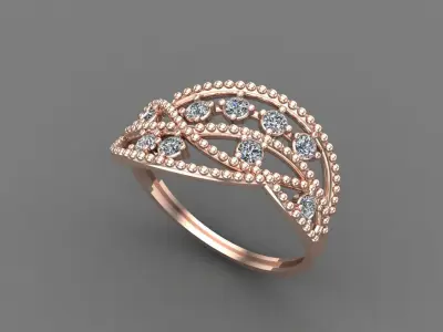 Women Ring Diamond Stone STL 3DM Lightweight Printable 3D print model 32