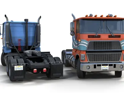 American generic cabover semitruck Low-poly 3D model