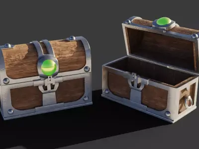 Treasure Chest Game Asset Low Poly Low-poly 3D model