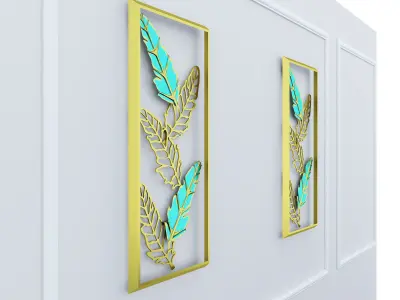 Decorative Metal stainless plants with gold   M 17 3D model