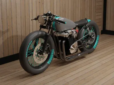 Custom Suzuki Brat Motorcycle Low-poly 3D model