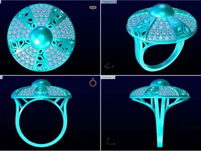  Mesh flower ring - Italian rings - Womens Rings - N6357 3D print model