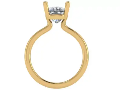 elongated cushion solitaire ring with open shank  3D print model