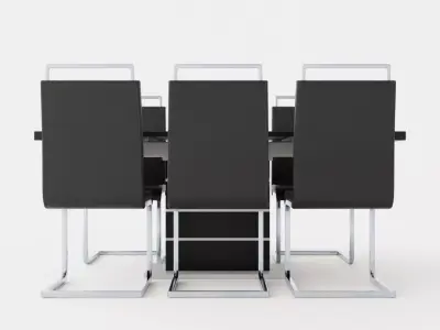 Macahan Table 140 6 Isoda Chair Black And White Low-poly 3D model