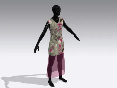 Female Cloth Dress Low-poly 3D model