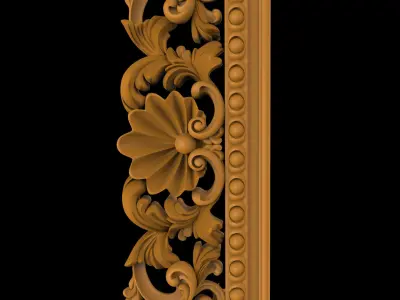 Carved CNC 3D rectangular model of mirror frame 3D print model 3D print model