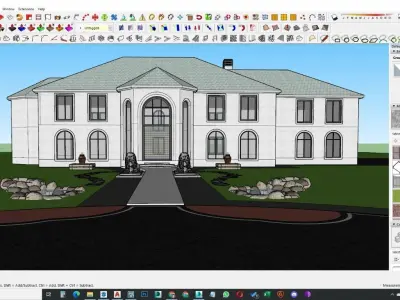 Modern Spanish Revival luxury house design 3D model