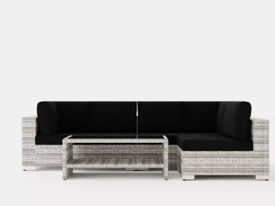 Bahamas Lounge Group 5 Seater Table M Shelf Low-poly 3D model