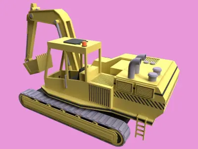 Lowpoly Excavator Low-poly 3D model