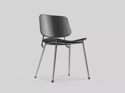 Soborg Metal Base Chair-Black lacquered and Chromed Low-poly 3D model