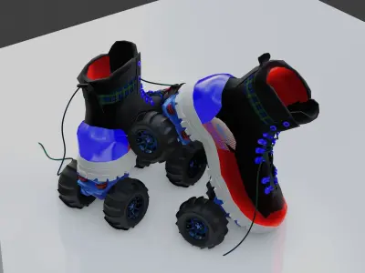 All Terrian Roller Skates Low-poly 3D model