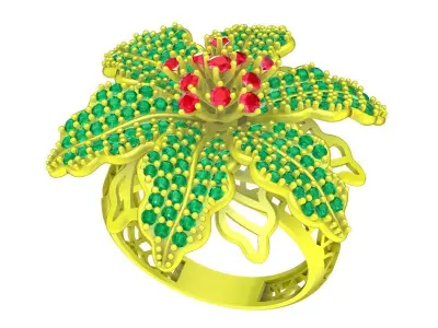Luxury Multi Petal Flower Ring 3D Model 4395 3D print model