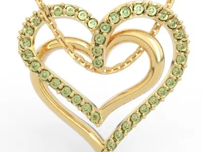Double Heart Diamond Pendant 3D print model