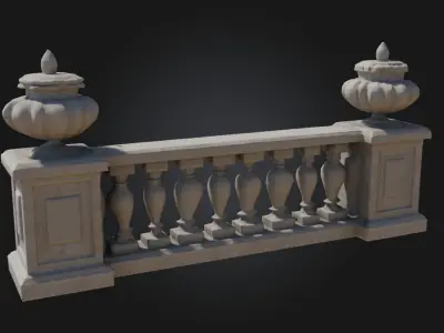 Marble Balustrade Design  Refined Sophistication in Classic Form 3D model