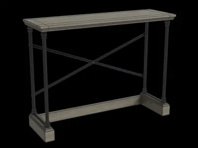 Gray Wood Industrial Table Low-poly 3D model