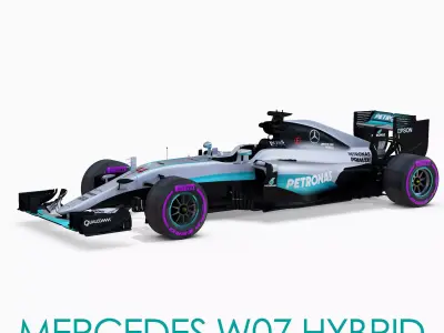 Mercedes W07 car Low-poly 3D model