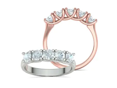 Five Stone Wedding Ring 4mm Stones Solitaire Ring 3dmodel 3D print model