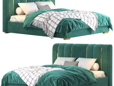 Light Luxury Bed Modern Simple Master Bedroom 3D model