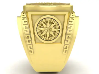 Luxury Mandala Floral Signet Ring for Men 3814 3D print model