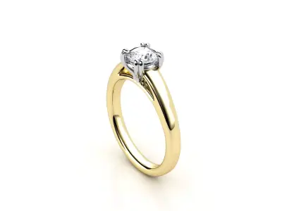 cr-09 diamond solitaire engagement ring gold 3D print model