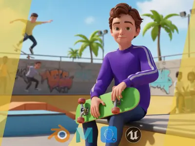 Stylized Toon Boy in Sporty Outfit  Rigged 3D Character Athletic Low-poly 3D model