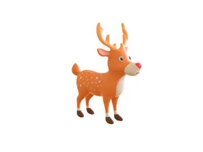 Cartoon Reindeer 2 Cute  Low-poly 3D model