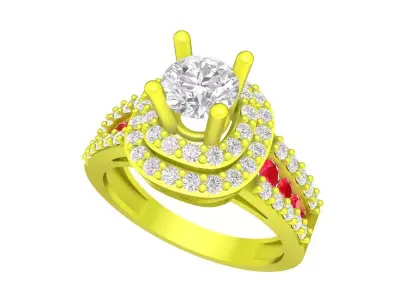 Luxury Diamond Halo Engagement Ring 3D Model 5755 3D print model