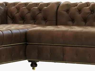 Restoration Hardware Cambridge Leather U-Sofa Sectional 3D model