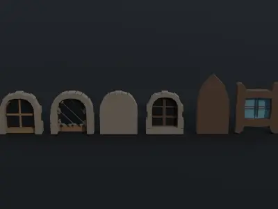 Cartoon fantasy windows Polygonal Style Low-poly 3D model