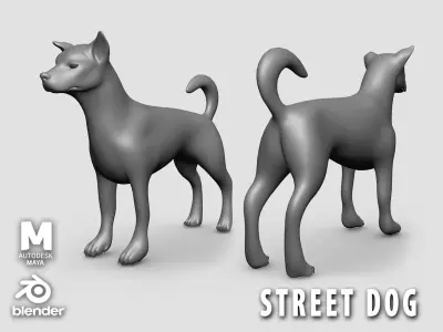StreetDog Basemesh Low-poly 3D model