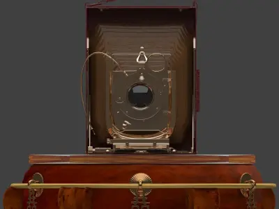 Chinese display stand with old camera 3D model