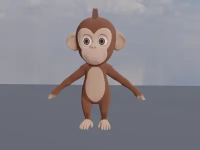 Cartoon monkey RIGGED Low-poly 3D model Low-poly 3D model