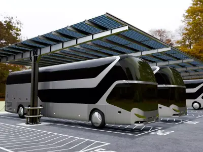 Solar Bus Parking Lot 12x12 Panel Layout 3D model