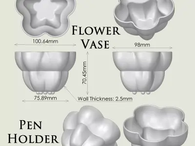 Pen Holder Flower Vase 3D print model