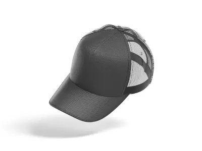 Black Trucker Hat - sport mesh baseball cap 3D model