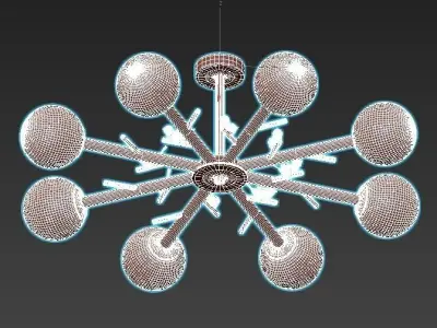 finch light fixture with six balls 3D model