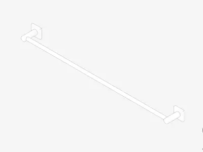 Towel Rail - Single - Luxury - Round - 800 - Square Plate Low-poly 3D model