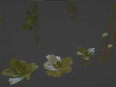 Low Poly Jungle Plants Hanging Ivy and Flowers Low-poly 3D model