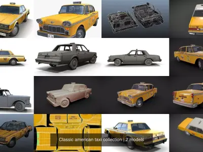Classic american taxi collection 3D Model Pack