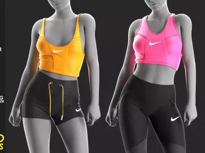 2 Girls Sportwear - Marvelous Designer with Video Process 3D model