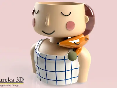 Little girl flowerpot 3D print model