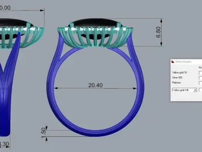 Jewelry Ring Gold 3D print model 60