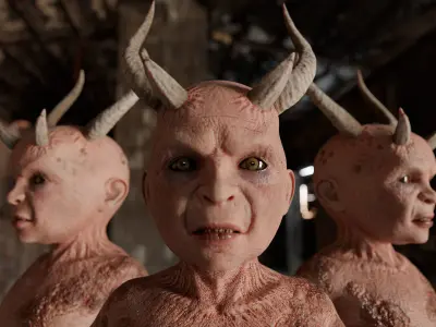 The Cursed child game character for Horror and Fantasy games Low-poly 3D model