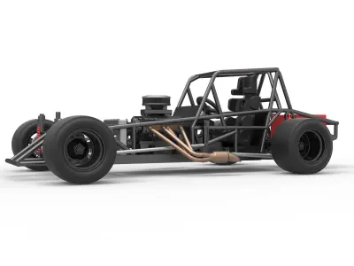 Vintage Asphalt Modified stock car Base V2 Scale 1 to 25 3D print model