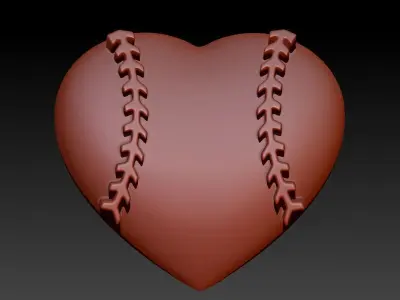 Baseball Heart Pendant Necklace Jewelry 3D print model