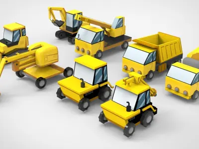Construction Trucks Free low-poly 3D model