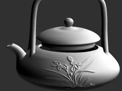 teaport teapot with chinese writing 3D print model