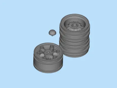 Front and rear car rims printable Car accessories Double Wheels 3D print model