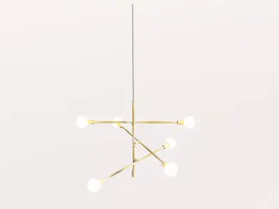 Modern Multi-Tier Crystal and Gold Chandelier Low-poly 3D model