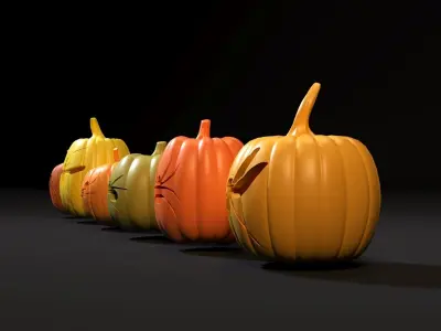 Set of Halloween pumpkins 3D print model